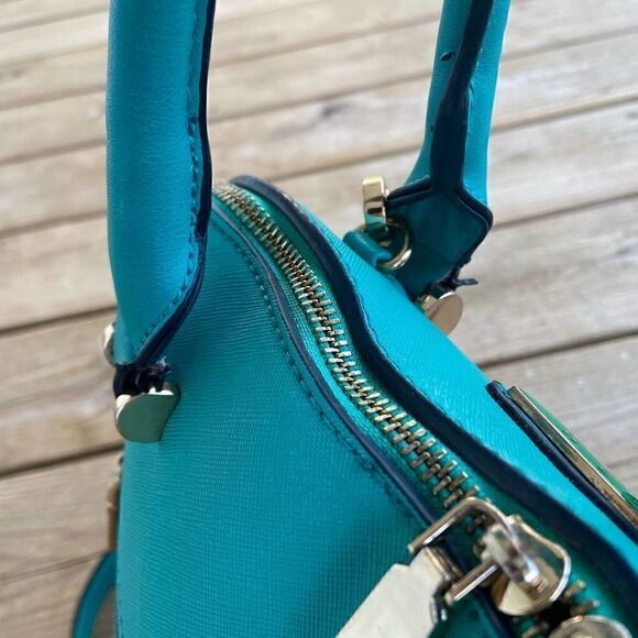 Isabelle Teal Green Vegan Leather Bowler Style Bag & Matching Wallet - Picture 6 of 15